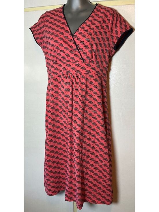 Boden Dresses & Skirts - Boden Fit and Flare Cap Sleeve Cotton Dress Women's Size 12 Coral and Blue